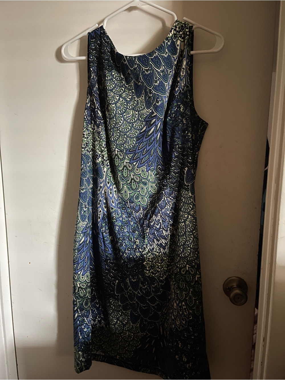 connected apparel Navy and Teal Paisley-Print Midi Dress